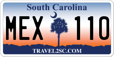 SC license plate MEX110