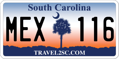 SC license plate MEX116