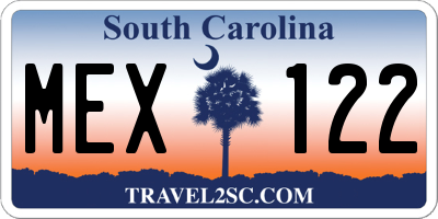 SC license plate MEX122