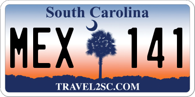 SC license plate MEX141