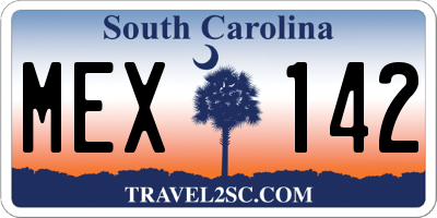 SC license plate MEX142