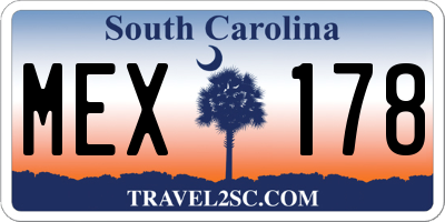 SC license plate MEX178