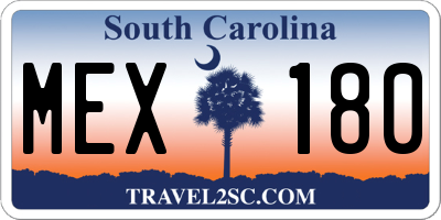 SC license plate MEX180