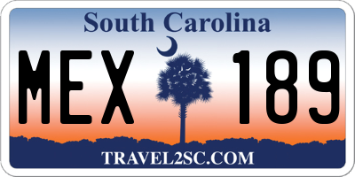 SC license plate MEX189