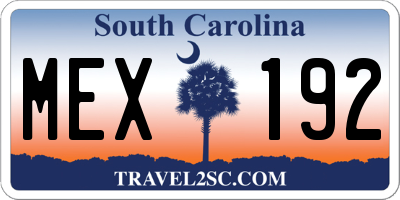 SC license plate MEX192