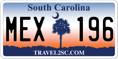 SC license plate MEX196