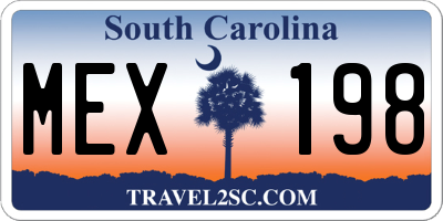 SC license plate MEX198