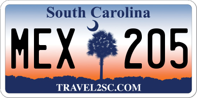 SC license plate MEX205