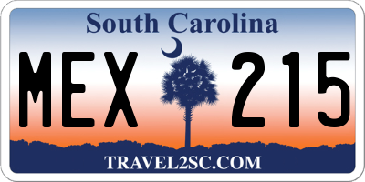 SC license plate MEX215