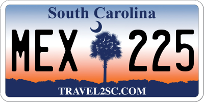 SC license plate MEX225