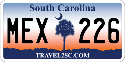 SC license plate MEX226