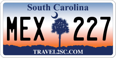 SC license plate MEX227