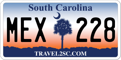 SC license plate MEX228