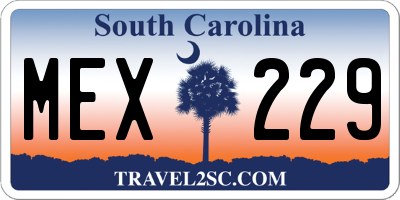 SC license plate MEX229
