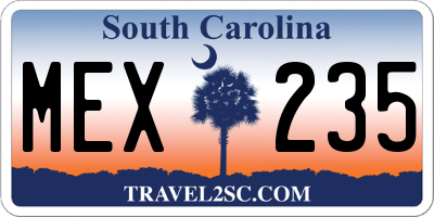 SC license plate MEX235