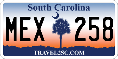 SC license plate MEX258