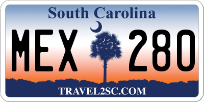 SC license plate MEX280
