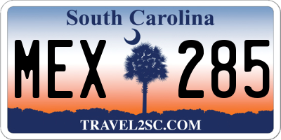 SC license plate MEX285