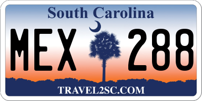 SC license plate MEX288