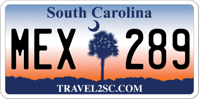 SC license plate MEX289