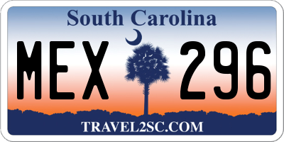 SC license plate MEX296