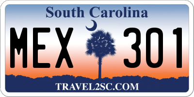 SC license plate MEX301