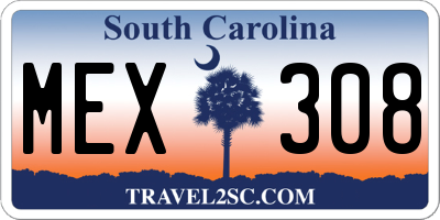 SC license plate MEX308