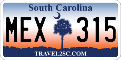 SC license plate MEX315