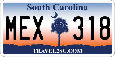 SC license plate MEX318