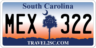 SC license plate MEX322