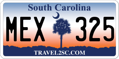 SC license plate MEX325