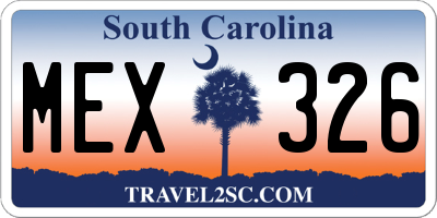 SC license plate MEX326