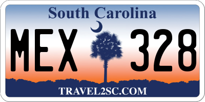 SC license plate MEX328