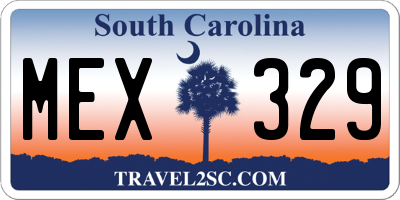SC license plate MEX329