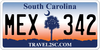 SC license plate MEX342
