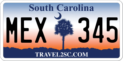SC license plate MEX345