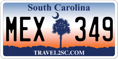 SC license plate MEX349