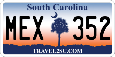 SC license plate MEX352