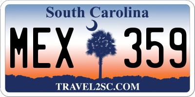 SC license plate MEX359