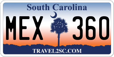 SC license plate MEX360