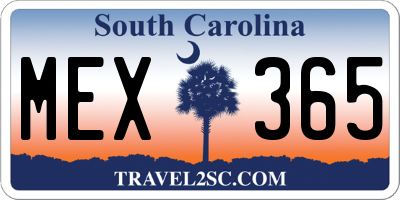 SC license plate MEX365
