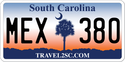 SC license plate MEX380