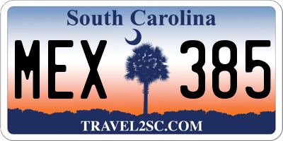 SC license plate MEX385
