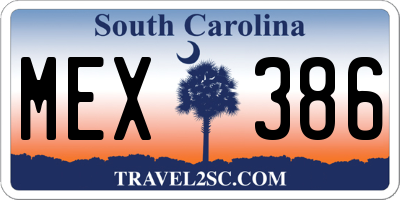 SC license plate MEX386