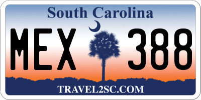 SC license plate MEX388