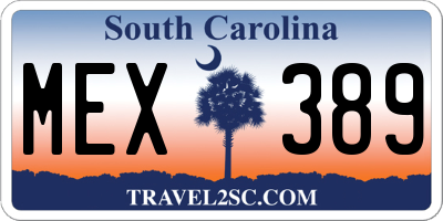 SC license plate MEX389