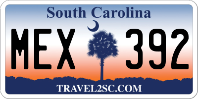 SC license plate MEX392