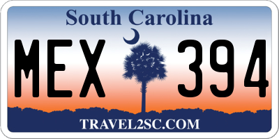 SC license plate MEX394