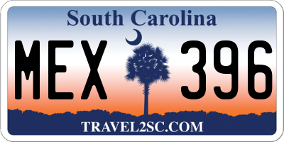 SC license plate MEX396