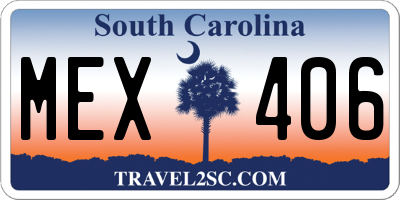 SC license plate MEX406